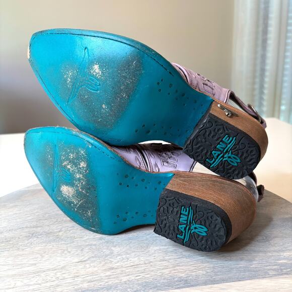 Lane Lavender Leather Western Cut-Out Booties Women’s Size 7 Embroidered Cowgirl - Picture 11 of 11